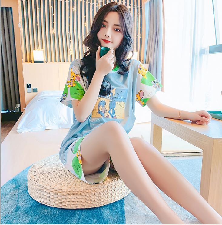 Đồ Bộ Bầu Và Sau Sinh Azuno BN001 Chất Liệu Cotton Có Chun Chỉnh Bụng Và Khe Mở Cho Con Bú Áo Cộc Quần Đùi Mặc Nhà Mùa Hè