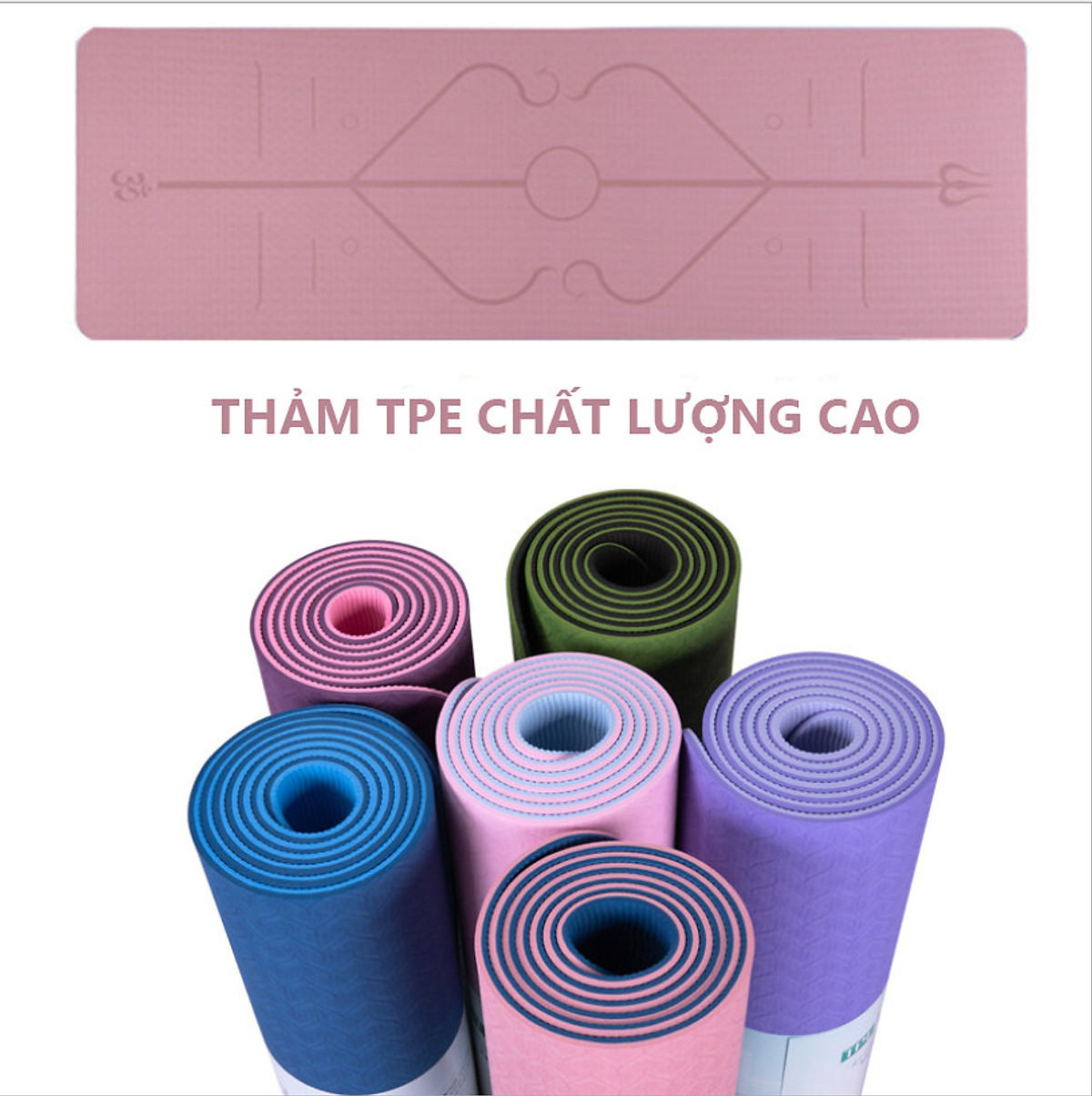 Thảm Tập Yoga Định Tuyến TPE 2 Lớp – Chọn Màu – Chọn Độ Dày + Bao Thảm Tập Yoga + Dây Buộc Thảm Tập Yoga Chính Hãng miDoctor 