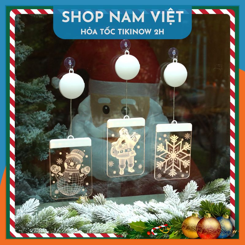 Dây Treo Đèn LED 3D Hình Cây Thông, Chuông Trang Trí Giáng Sinh, Noel - Chính Hãng NAVIVU