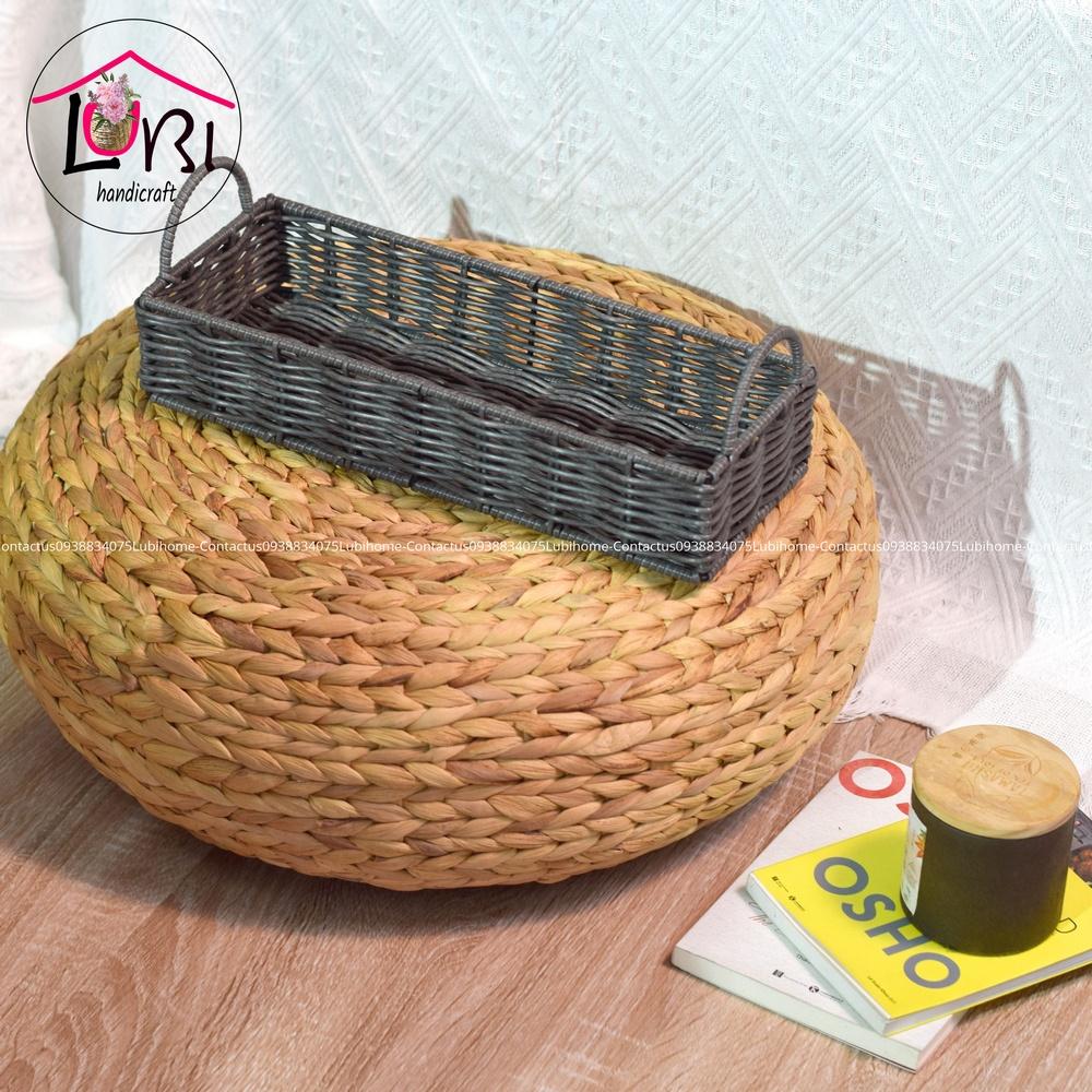 Lubihandicraft - Khay đựng đồ đan dây nhựa xám - đẹp, bền