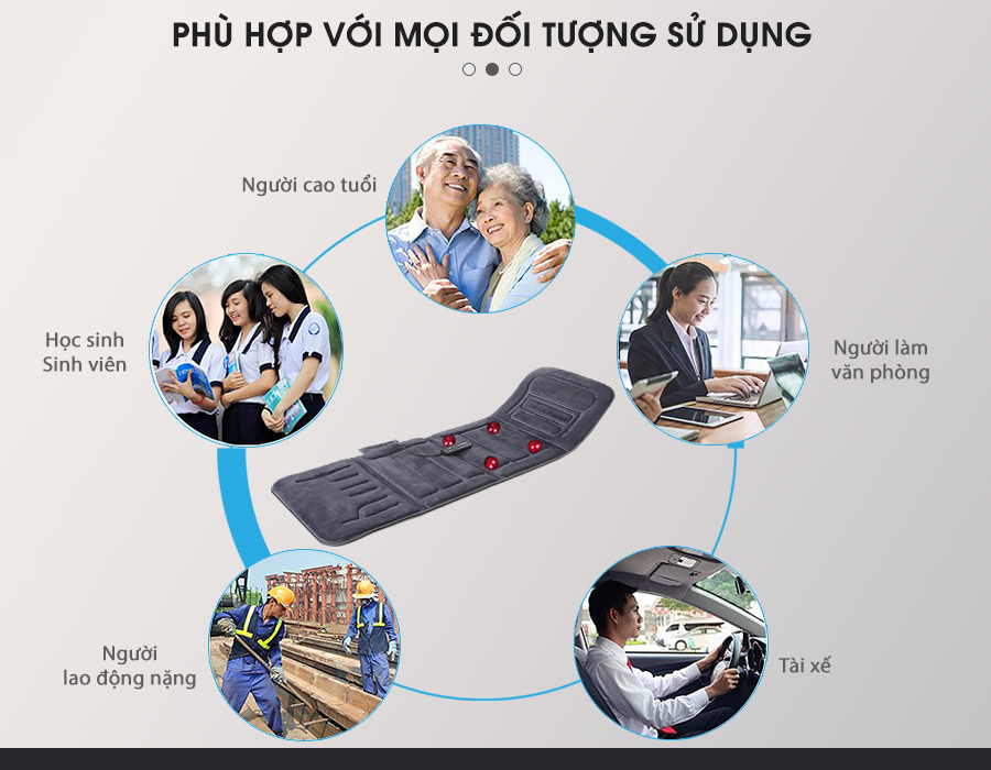 Nệm Massage Toàn Thân nhiệt và hồng ngoại OKACHI JP-M799 (màu xám)