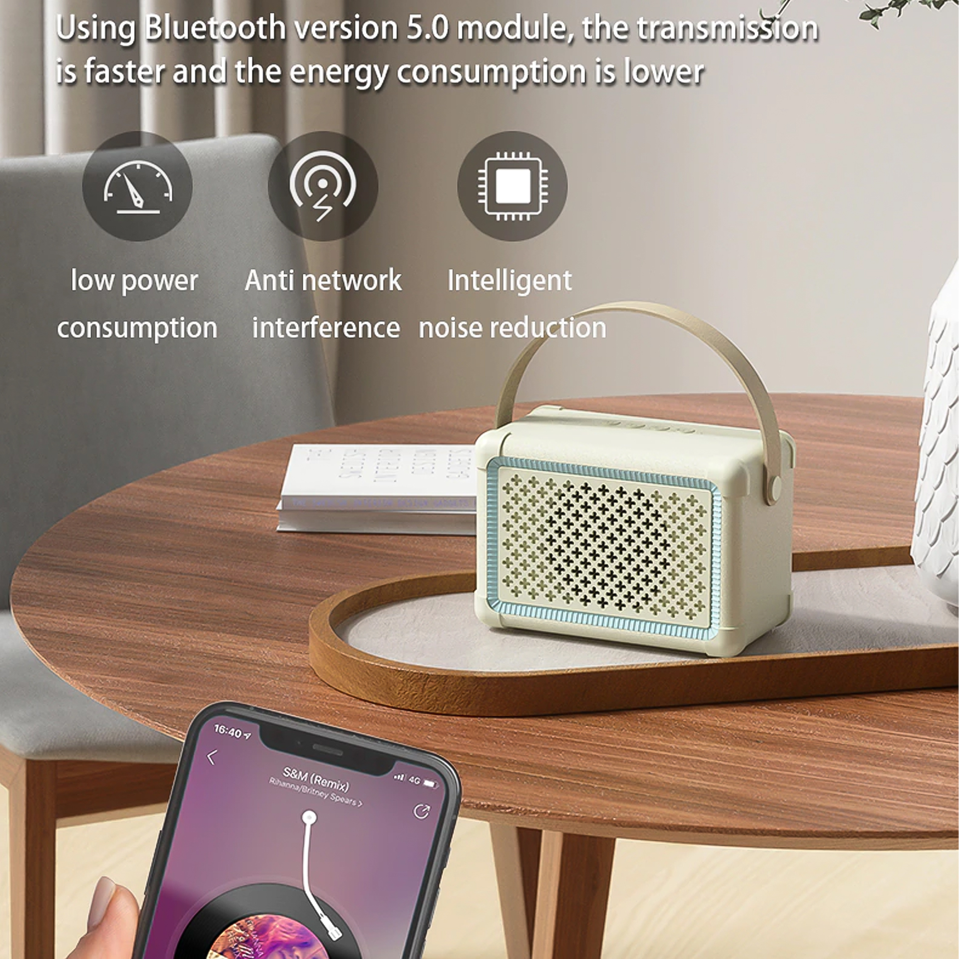 Loa Bluetooth Speaker Vinetteam N10 Âm Thanh Vòm 360 Siêu Trầm Kiểu Dáng Sang Trọng Hỗ Trợ Thẻ TF/USB/AUX/Đài FM - Hàng Chính Hãng