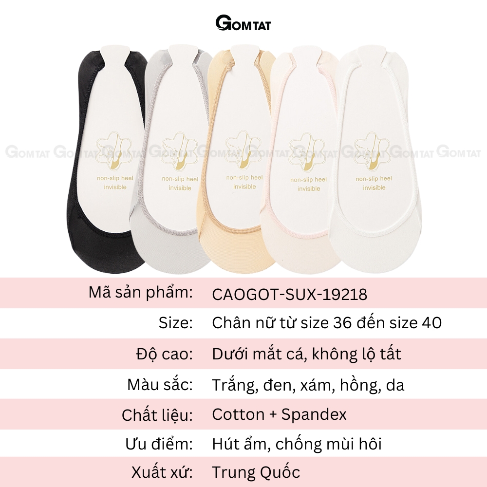 Combo 5 đôi Tất bàn chân nữ GOMTAT chuyên đi giày cao gót, chất liệu cotton cao cấp, mềm mại, êm chân - CAOGOT-SUX-19218-CB5