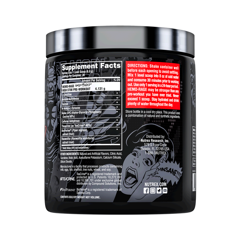 Nutrex Hemo-Rage Pre-Workout (30 lần dùng) Hỗ Trợ Tăng Sức Mạnh, Sức Bền, Tỉnh Táo | Nhập khẩu USA