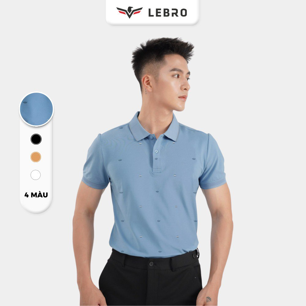 Áo polo nam, áo thun nam có cổ in hoạ tiết chất liệu cotton CVC cao cấp, dáng thể thao slimfit trẻ trung LEBRO TPL23-03