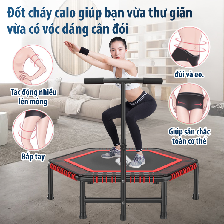 BG Sàn nhún, Đệm bật nhún cao cấp có tay cầm 50INCH Trampoline dành cho mọi lứa tuổi