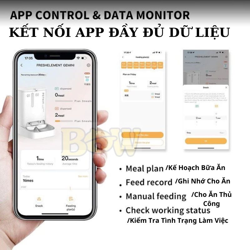 Petkit Fresh Elemnent Gemini Máy cho ăn tự động cho chó mèo 2 khay