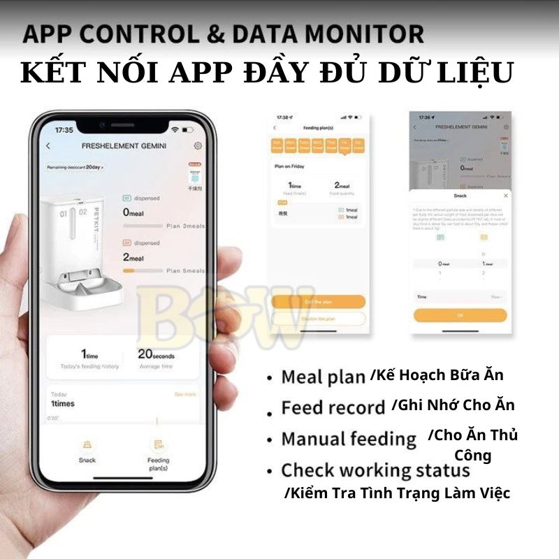 {Hàng Chính Hãng} Petkit Fresh Elemnent Gemini Máy cho ăn tự động cho chó mèo 2 khay