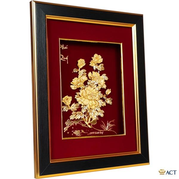 Tranh Hoa Mẫu Đơn dát vàng 24k (27x34cm)