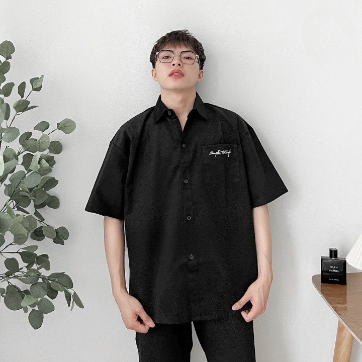 Áo sơ mi tay ngắn nam form rộng Unisex mẫu mới, áo sơ mi cộc tay thời trang Hàn Quốc
