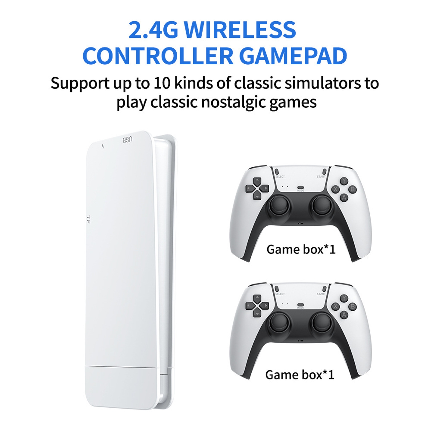 Máy Chơi Game Stick 4K PRO Trắng 2.4G WIRELES 2023 HDMI, 64GB Hơn 10000 Trò Chơi Game Mới Update, Máy Chơi Game Cầm Tay Không Dây