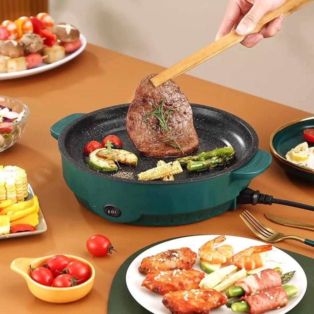 Bếp nướng, chảo nướng điện không khói chống dính đa năng, chảo nướng BBQ tại nhà Shanban 26cm, bảo hành 12 tháng