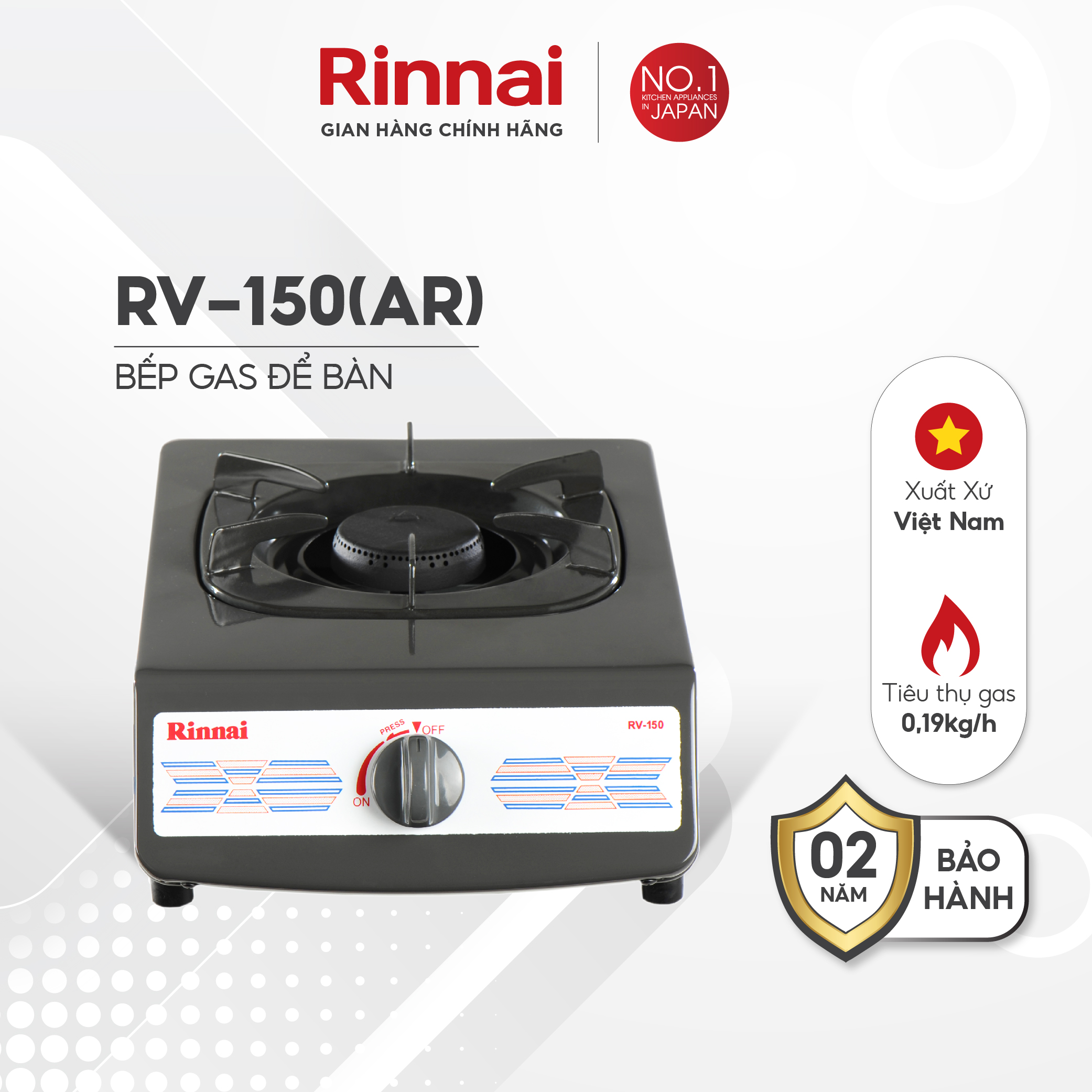 Bếp gas dương Rinnai RV-MC15S mặt bếp inox và kiềng bếp men - Hàng chính hãng