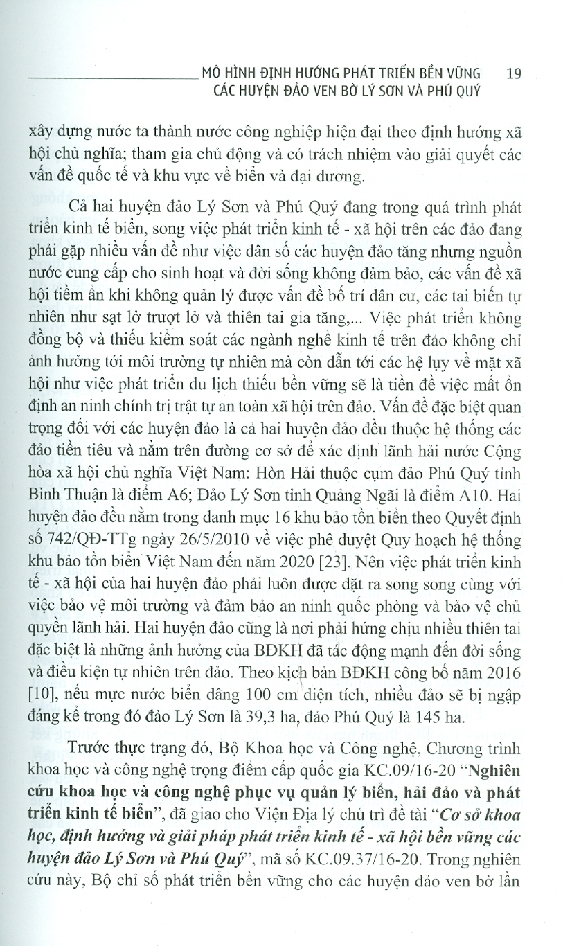 Mô Hình Định Hướng Phát Triển Bền Vững Các Huyện Đảo Ven Bờ Lý Sơn Và Phú Quý (Bìa Cứng)