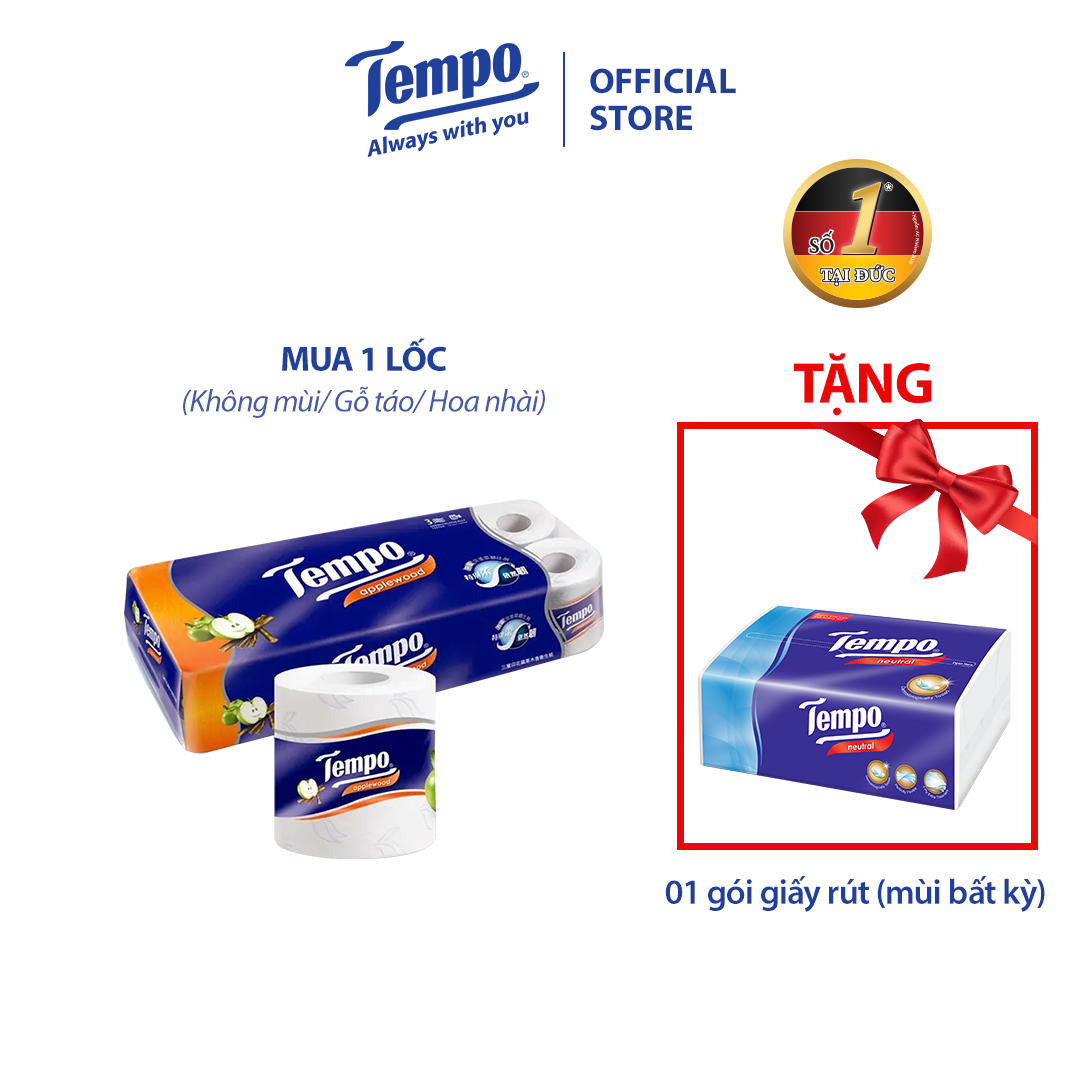 Giấy vệ sinh cao cấp Tempo Toipa - 3 lớp bền dai, an toàn cho da