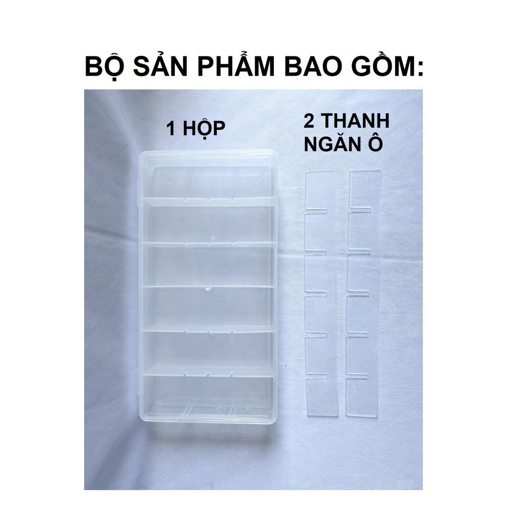 Hộp nhựa 18 ngăn có nắp trong suốt Cỡ trung 10.5 x 21 Ngăn có thể tháo rời Hộp nhựa đựng phụ kiện nhiều ngăn