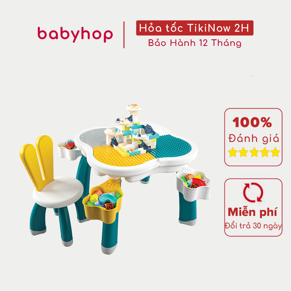 Bộ bàn ghế hình xếp hình hoa anh đào kèm sẵn 85 miếng ghép sáng tạo cho các bé từ 3-10 tuổi, lý tưởng làm bàn học, bàn vẽ.