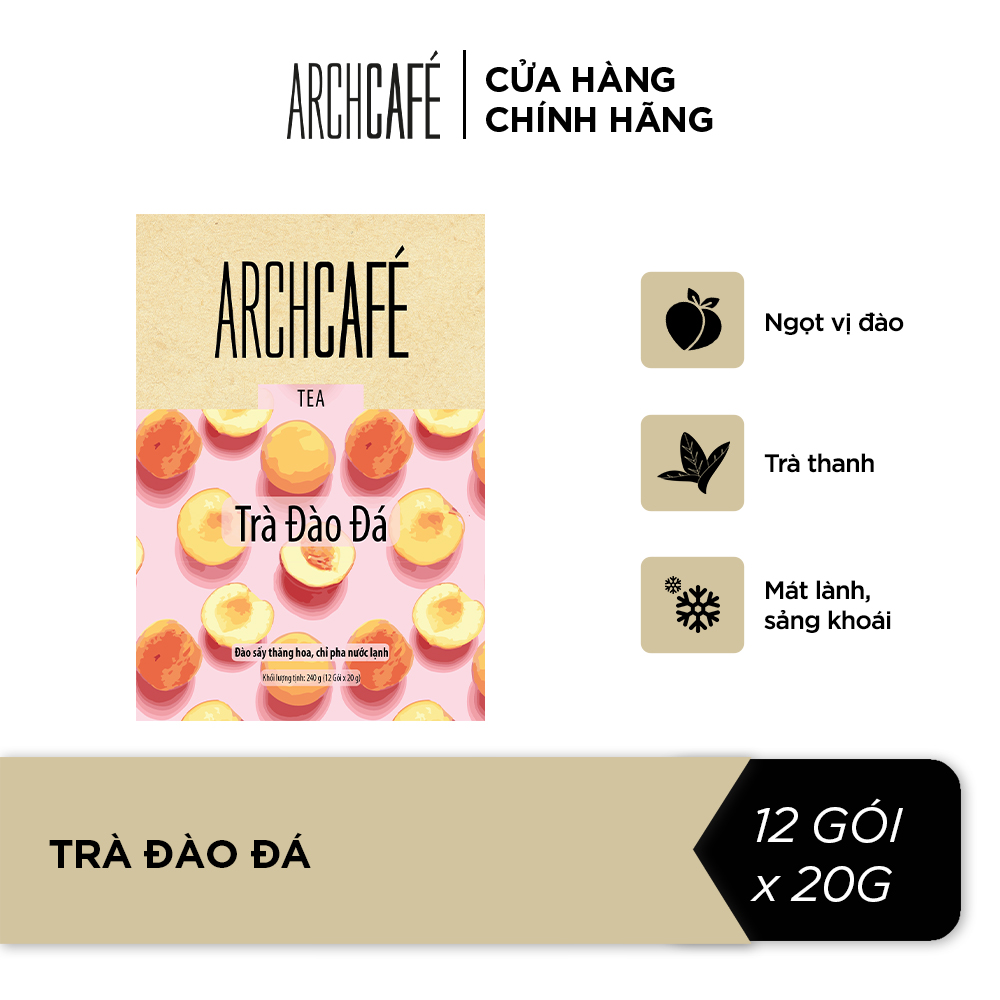 Combo 3 Trà Đào Đá - Trà trái cây hoà tan Archcafé (hộp 12 gói x 20g)