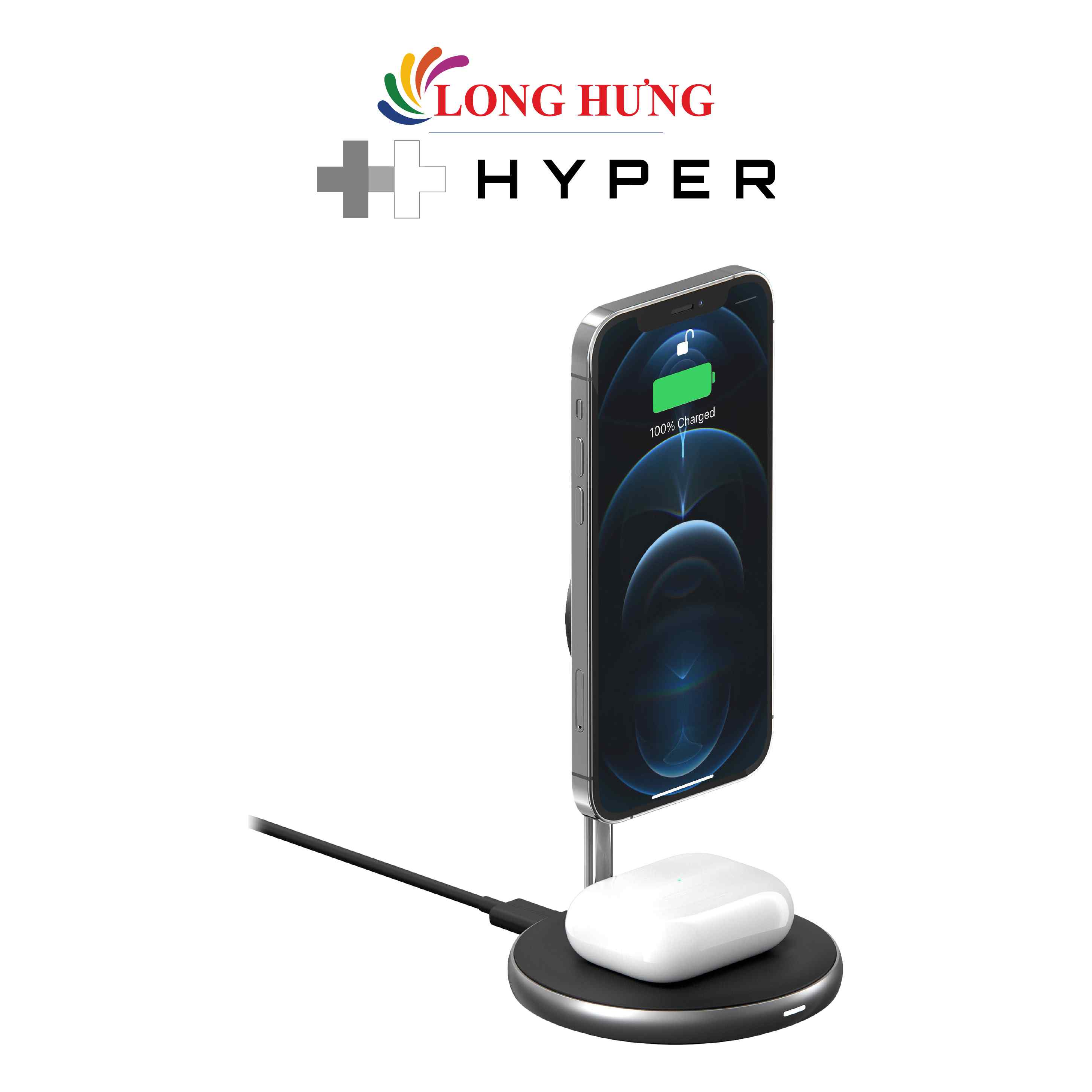 Đế sạc không dây HyperJuice Magnetic 2 in 1 Wireless Charging Stand HJ461 - Hàng chính hãng