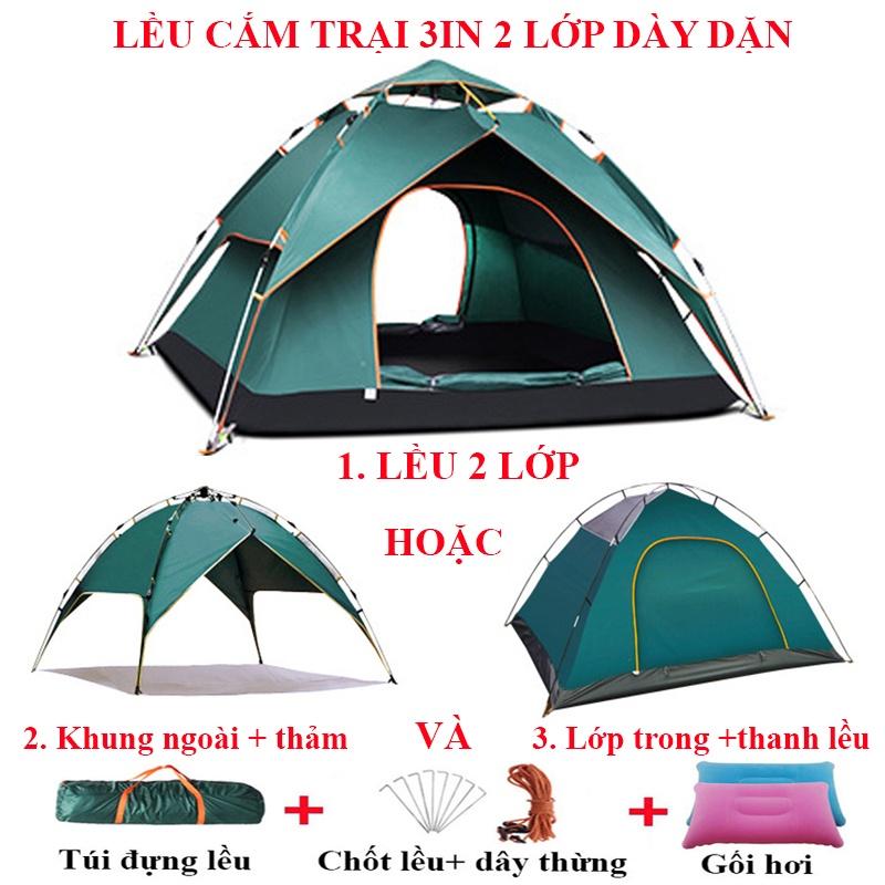 Lều Cắm Trại Tự Bung, Lều Picnic Du Lịch Dã Ngoại Phượt Dành cho 4-6 Người Chống Nước Chống Tia UV