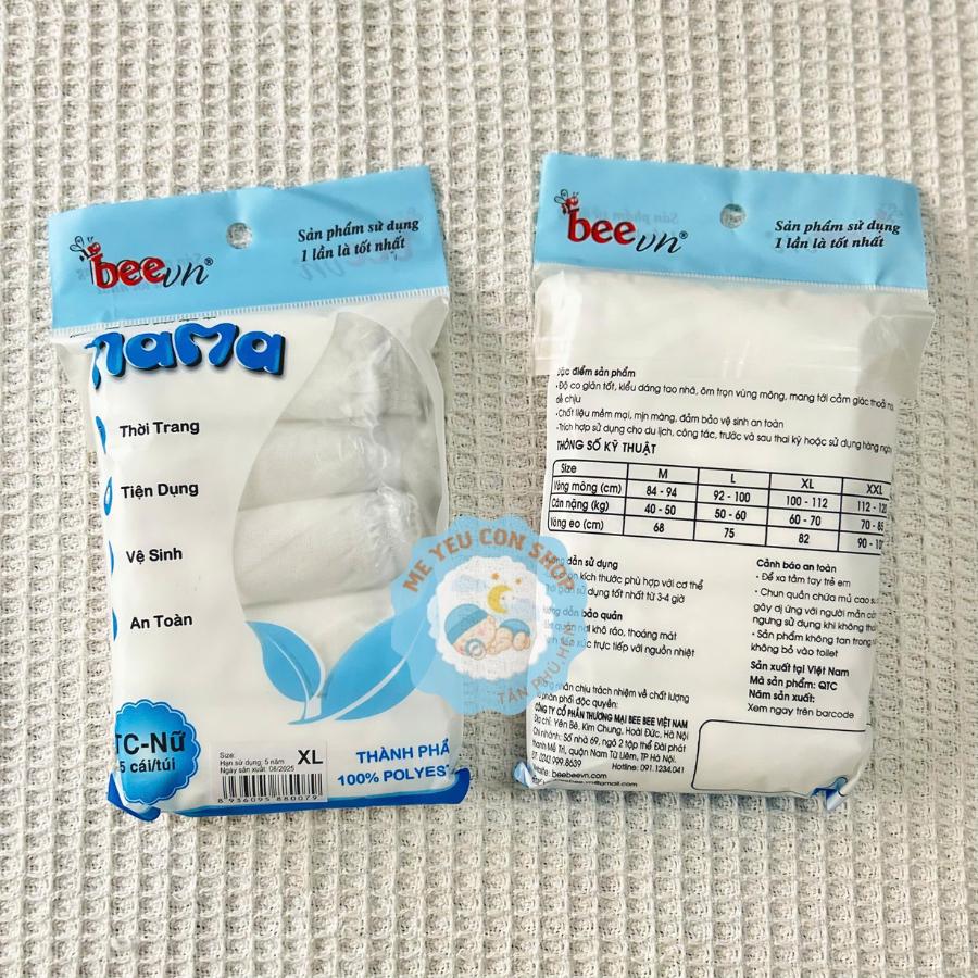 [Túi 5c] Quần lót cotton miễn giặt dùng 1 lần MAMA dùng đi du lịch/quân sự/mẹ bầu/sau sinh - 1 Gói (5 quần)