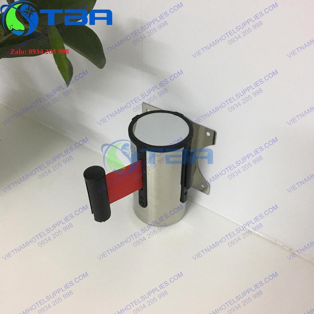 Trụ chắn 5m gắn tường inox dây căng màu đỏ nhập khẩu cao cấp
