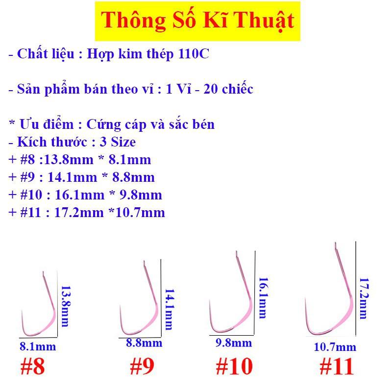 Lưỡi Câu Cá Không Ngạnh Thép Carbon 110C ( Vỉ 20 Chiếc ) thiết kế dạng phẳng Siêu Sắc Bén Chuyên Câu Đài , Câu Đơn