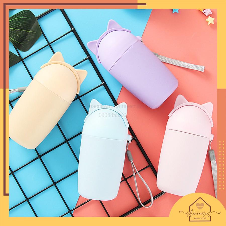 Bình Nước Thủy Tinh Bọc Silicone Mèo Kèm Dây - không chứa BPA không độc hại cho sức khỏe