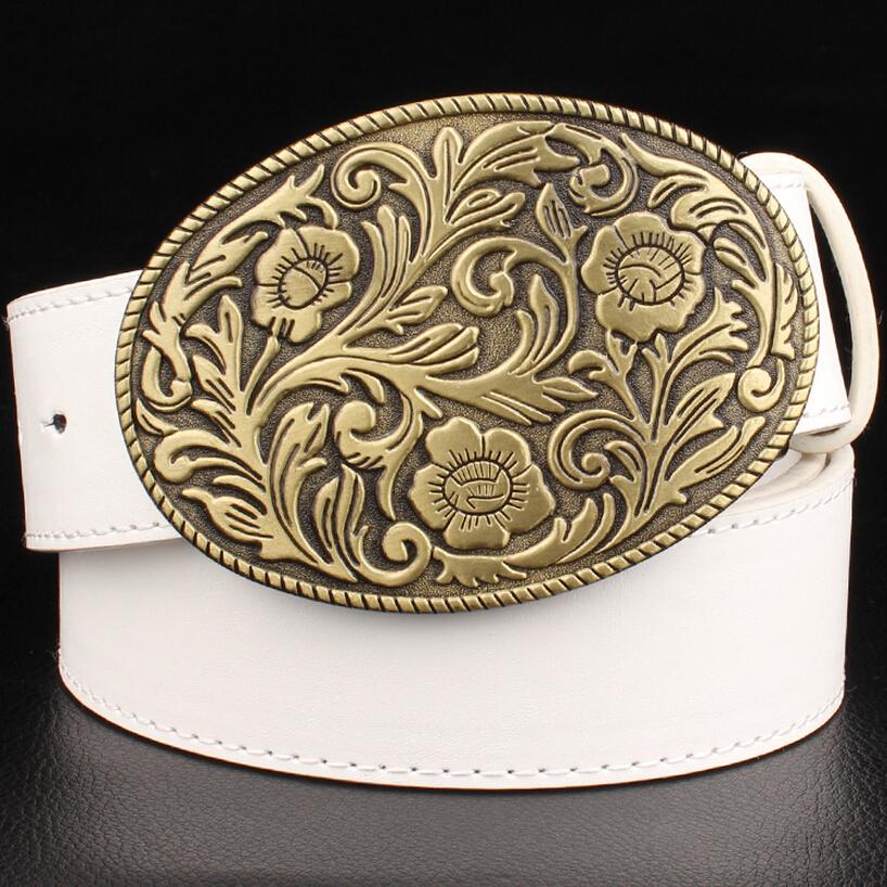 Thắt Lưng Thời Trang Retro Arabesque Hoa Văn Dây Thiết Kế Hoa Vàng Khóa Ả Rập Thắt Lưng Phong Cách Nam Da Bò Bò Thắt Lưng Nữ Quà Tặng