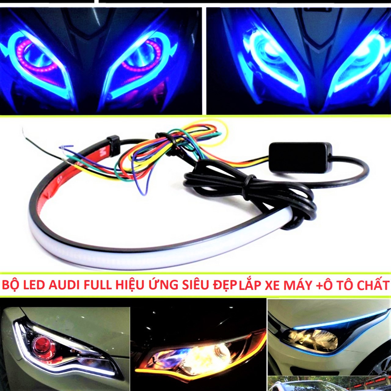 Dây led chạy đuổi audi trang trí xe máy ô tô Full hiệu ứng cực chất lắp các xe loại tốt chống nước