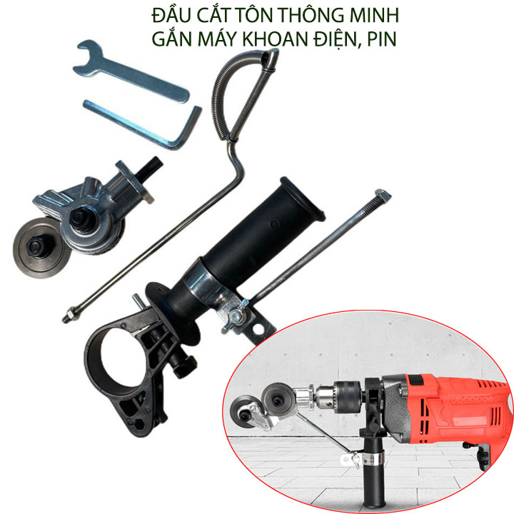 Đầu chuyển đổi cắt tôn thế hệ mới, biến máy khoan vít điện 220V, khoan pin thành máy cắt tôn