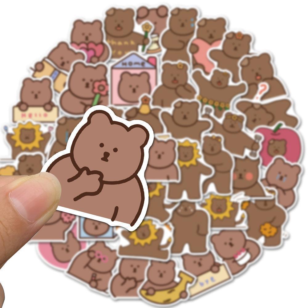 Sticker gấu nâu hàn quốc hoạt hình cute trang trí mũ bảo hiểm, guitar, ukulele, điện thoại, sổ tay, laptop-mẫu S62