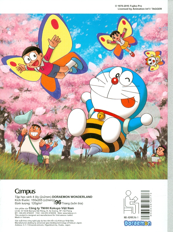 Tập Campus NB-ADWL96 DORAEMON WONDERLAND 96 trang 4 ô ly (mẫu ngẫu nhiên)