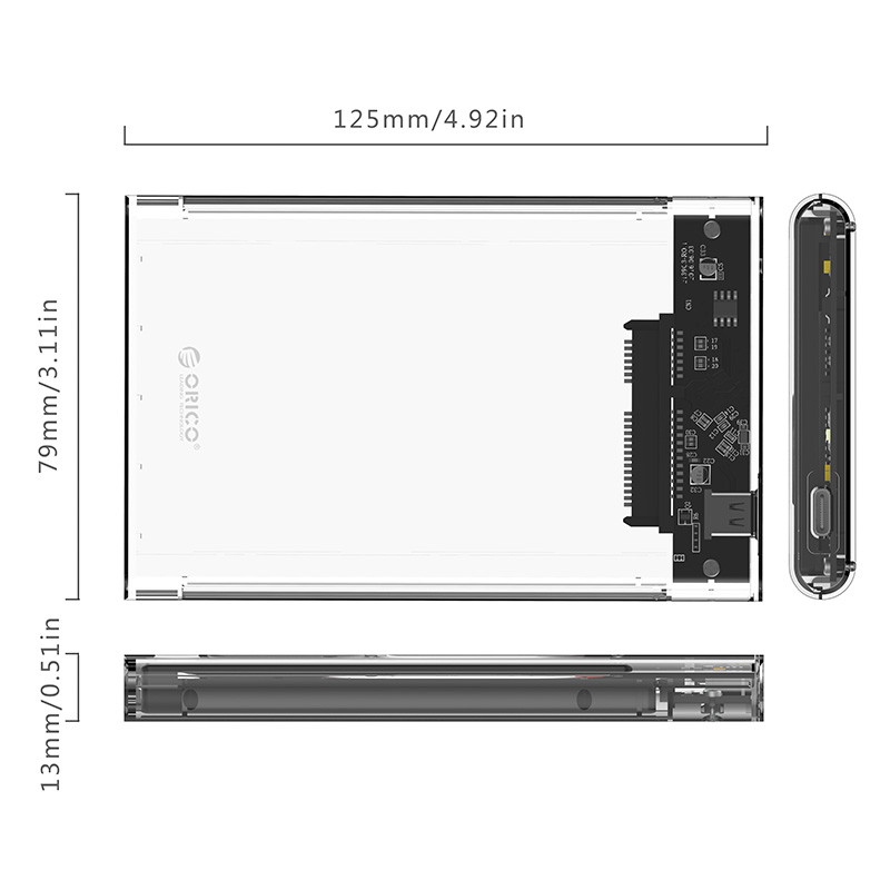 Hộp ổ cứng ORICO 2139U3 2.5&quot; SSD/HDD SATA 3 USB 3.0- Hàng Chính Hãng