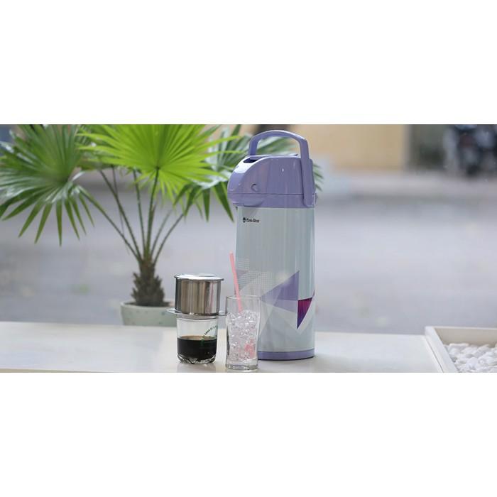 Phích bơm nước cao cấp 2 lít chính hãng Rạng Đông, giữ nhiệt lâu ruột thủy tinh chất lượng cao, vỏ thép không gỉ bền đẹp