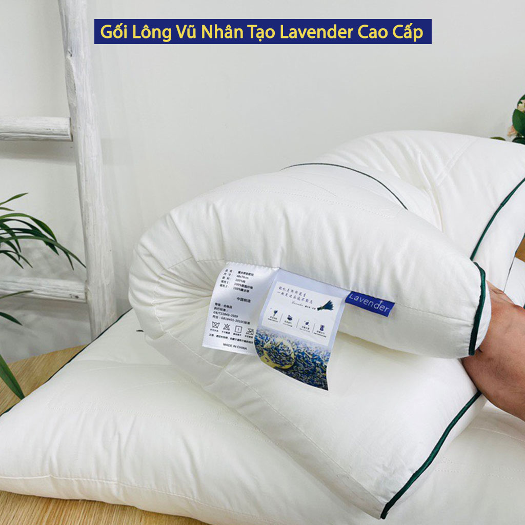 Gối Lông Vũ Nhân Tạo Lavender ANNA NGUYÊN Cao Cấp Chuẩn Khách Sạn Năm Sao