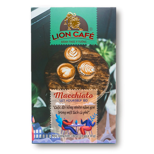 Cà phê Hòa tan 3in1 Macchiato Lion Cafe ( hộp 10 que )