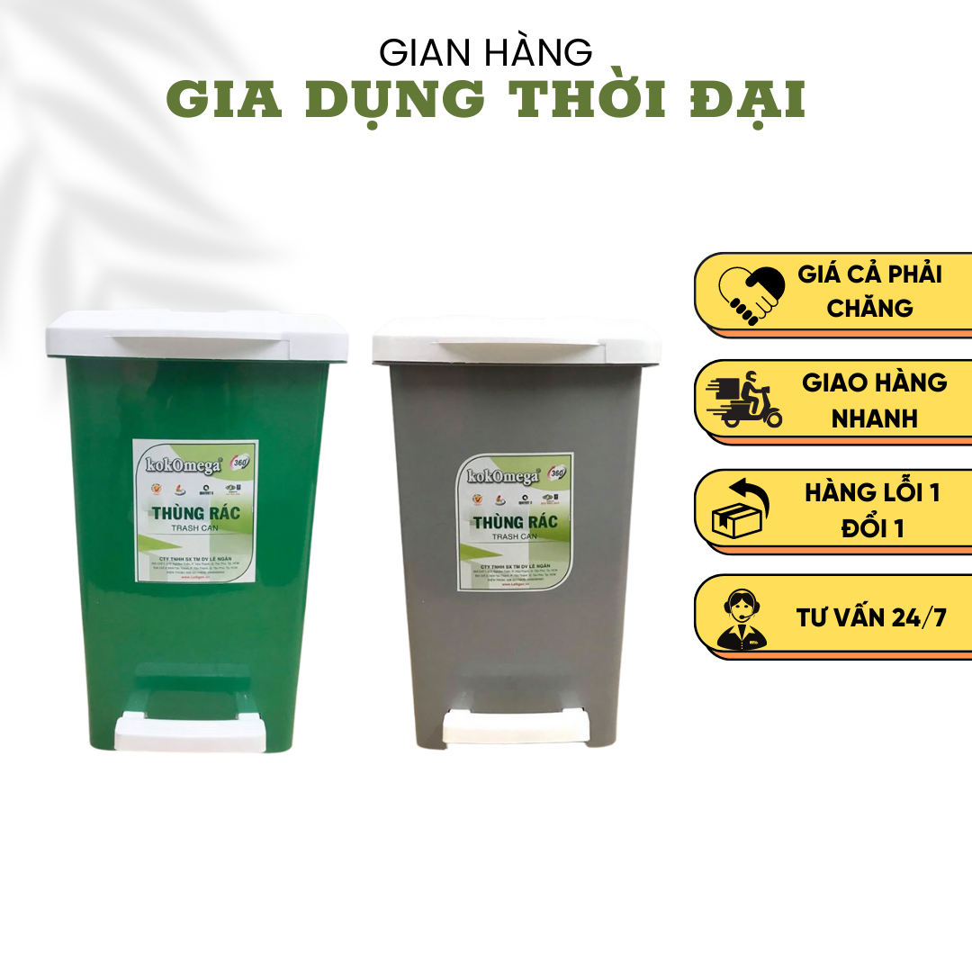 Thùng Rác Nhựa Đạp Chân Kokomega 12 Lít KT: 22*23*35 CM