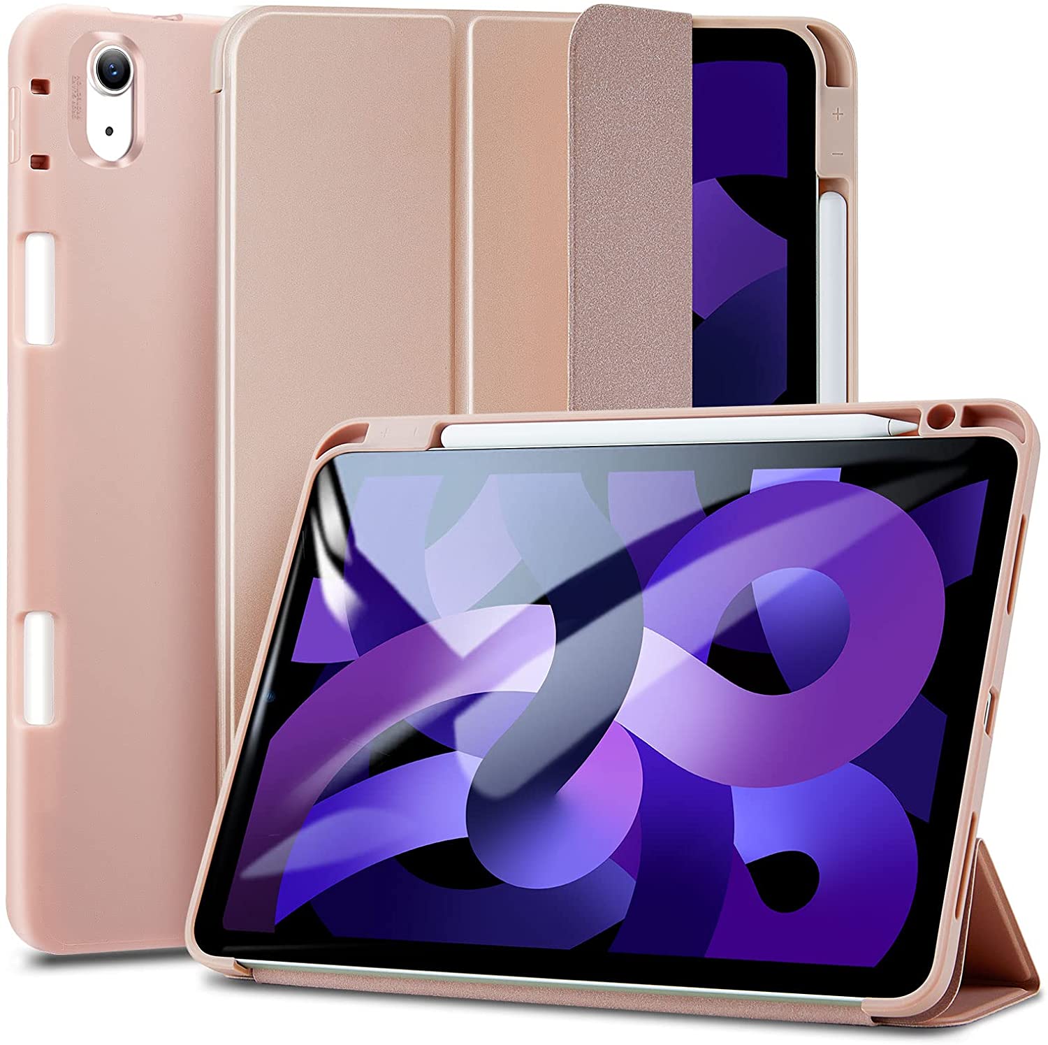 Bao Da Dành Cho Ipad Air 5 2022 10.9 Inch Esr Rebound Pencil Case Có Khe Cắm Bút Apple Pencil - Hàng Chính Hãng - Hồng
