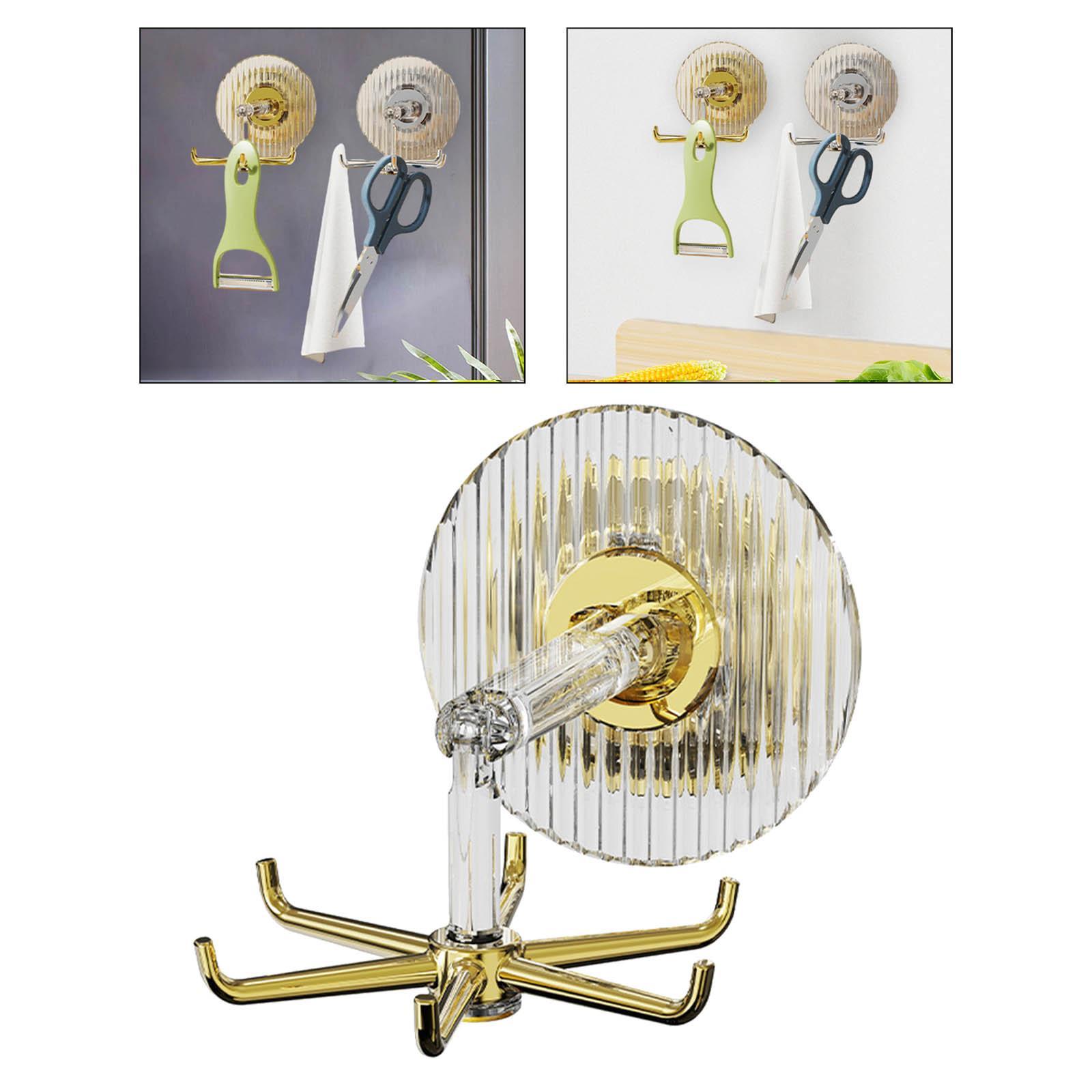 2x 360° Rotating Hooks Punch Free Office Modern Hanging Utensil Holder Hooks