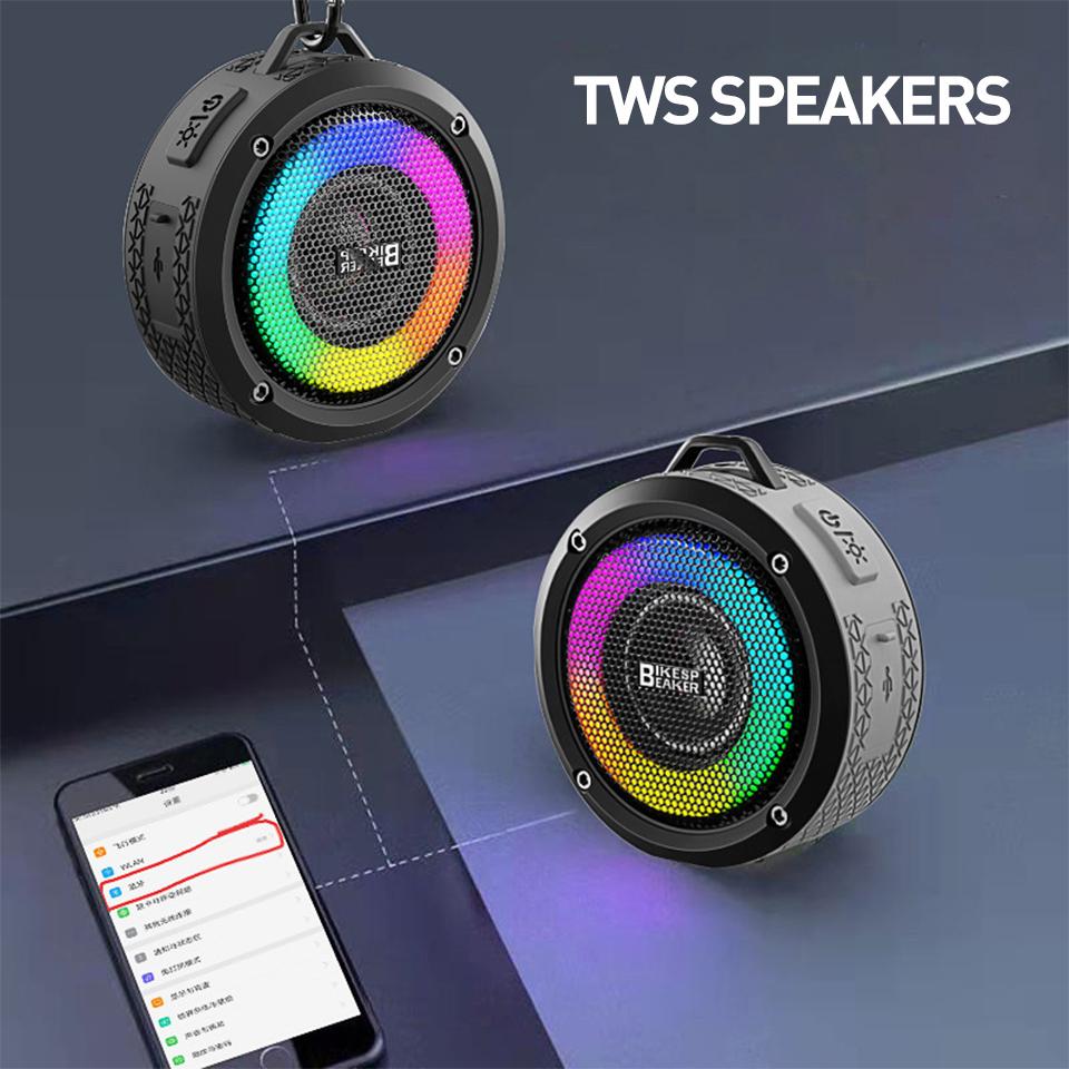 Loa Bluetooth dành cho xe đạp Loa dành cho xe đạp Loa lớn hơn ngoài trời TWS Loa siêu trầm chắc chắn Tay lái Âm thanh nổi chống nước dành cho xe đạp Màu sắc: Đen