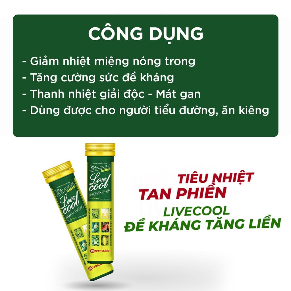 Viên sủi thanh nhiệt Livecool - Hương dưa gang hỗ trợ giảm nóng trong người, giải độc, mát gan, tăng sức đề kháng - Hộp 16 viên