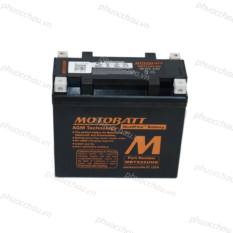 Ắc quy xe moto phân khối lớn MOTOBATT MBTX20UHD 12V - 22AH, thương hiệu Mỹ, dùng cho xe HARLEY-DAVIDSON