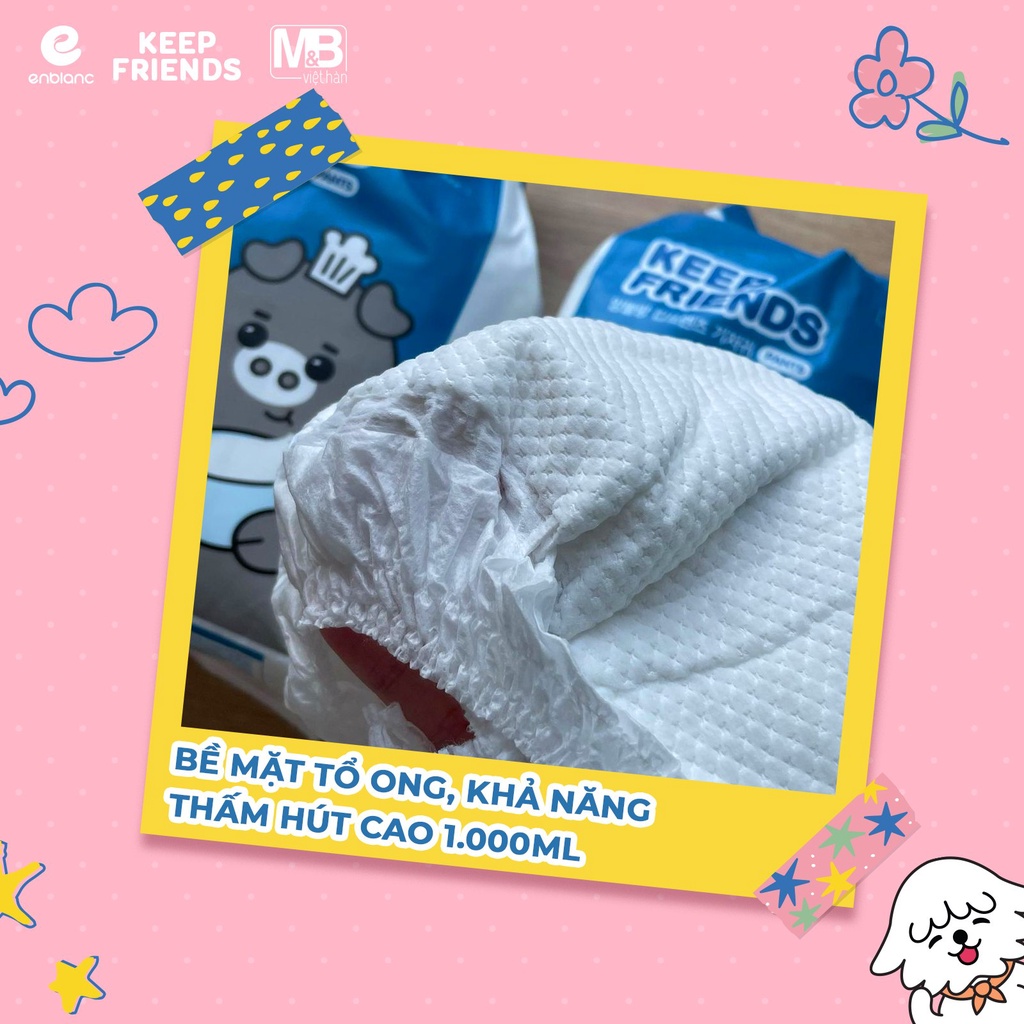 Combo 2 Bịch Tã Bỉm Quần Hàn Quốc Enblanc Keep Friends Mỏng Nhẹ, Êm Ái, Chống Tràn Cho Bé Trai Size XXL ( trên 15kg) 18 Miếng