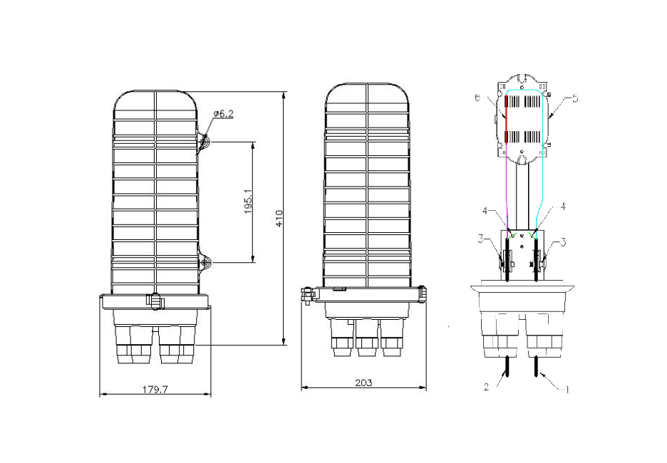 Măng xông quang mũ chụp 24fo- 6 cổng. Hàng chính hãng