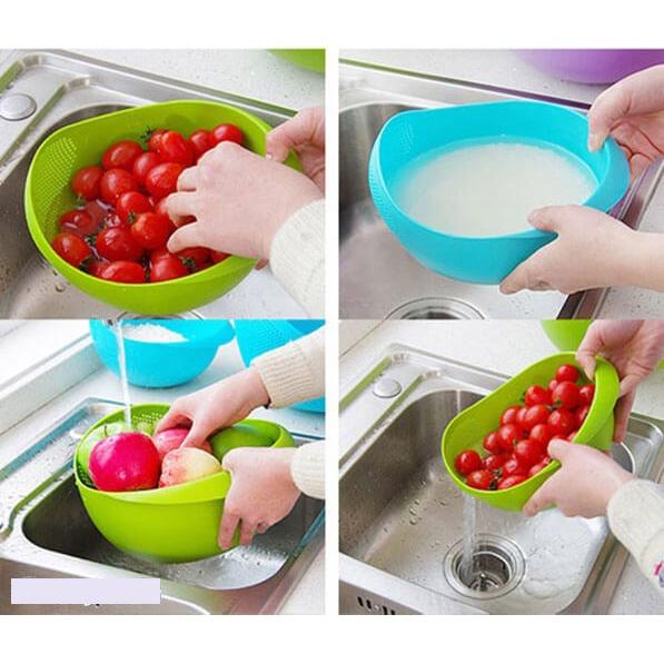 Rổ Nhựa Rửa Rau Có Rãnh Ráo Nước
