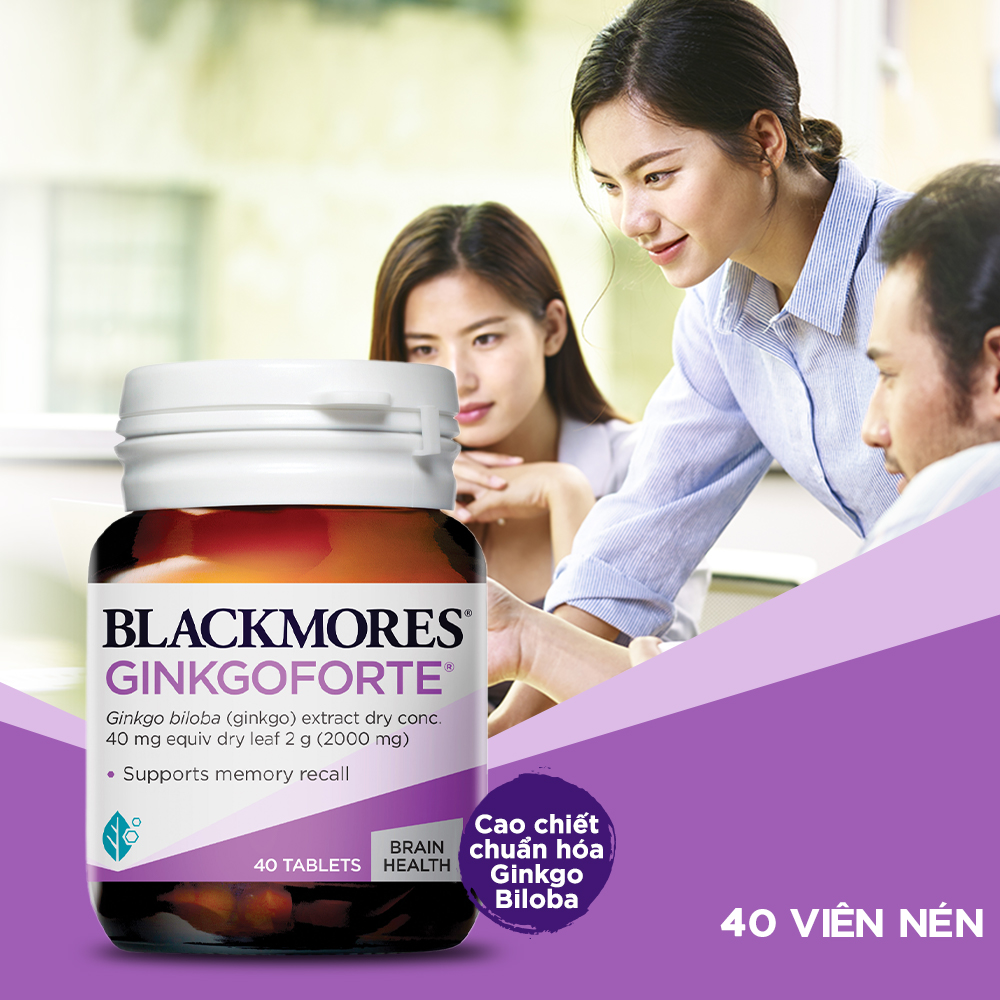 Viên Uống Hỗ Trợ Tuần Hoàn Máu Não Blackmores Ginkgoforte Lọ 40 Viên