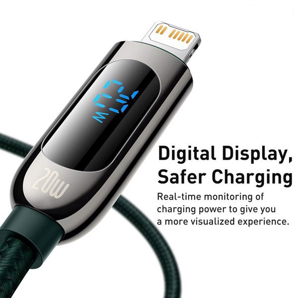 Cáp sạc nhanh tích hợp màn hình LED Baseus Display Fast Charging Data Cable Type-C to IP 20W - Hàng nhập khẩu