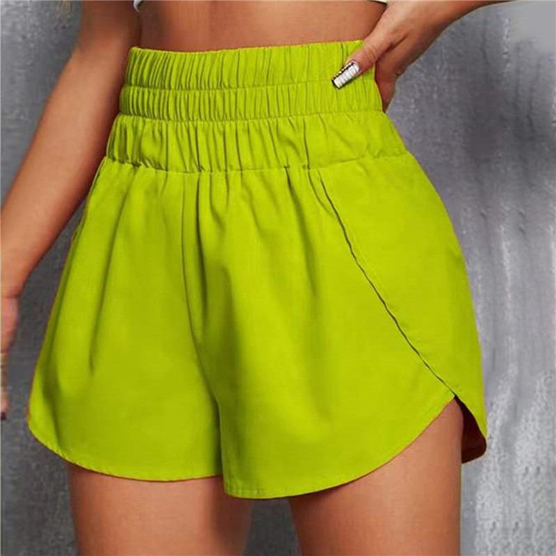 Phụ nữ quần short thể dục thể thao thể thao bình thường chạy bộ chạy tập thể dục quần áo đàn hồi eo mùa hè trên sân nhà thời trang quần ngắn thời trang mới Color: 2-rose red Size: S