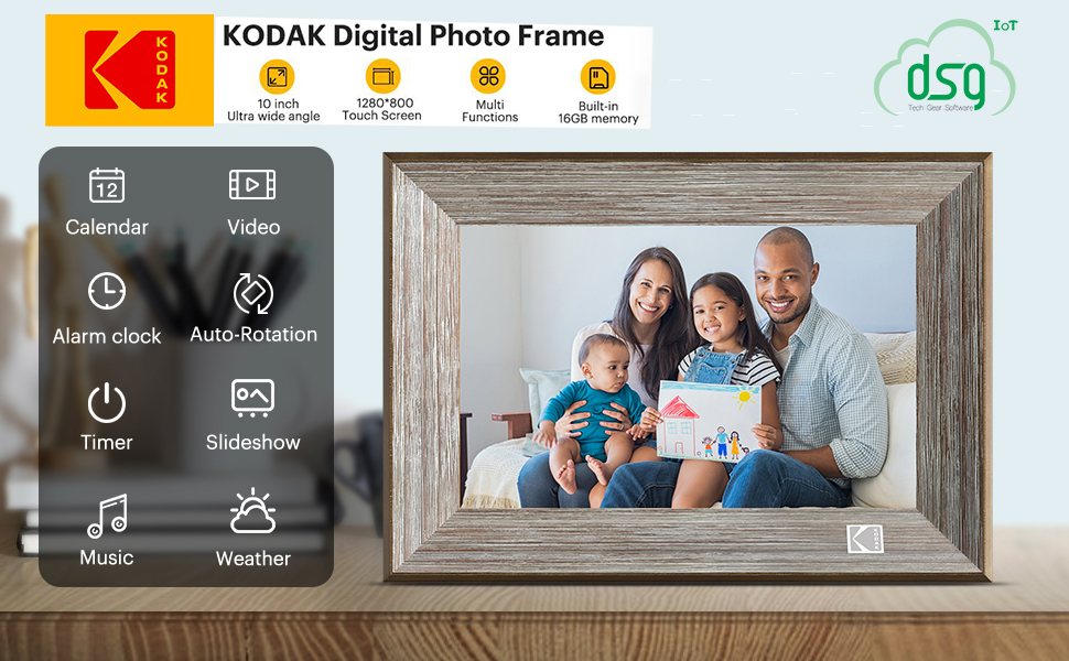 Khung ảnh KODAK chuyển động kỹ thuật số Wifi RCF-1013W, màn hình 10 inch, độ phân giải 1280x800 pixels